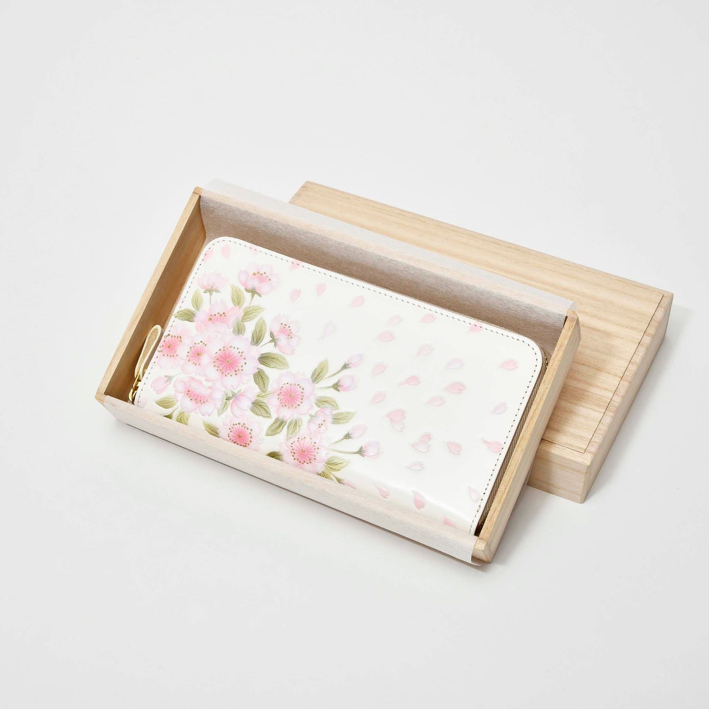Asakusa Bunko U-shaped Zipper Long Wallet (Yaezakura pattern)