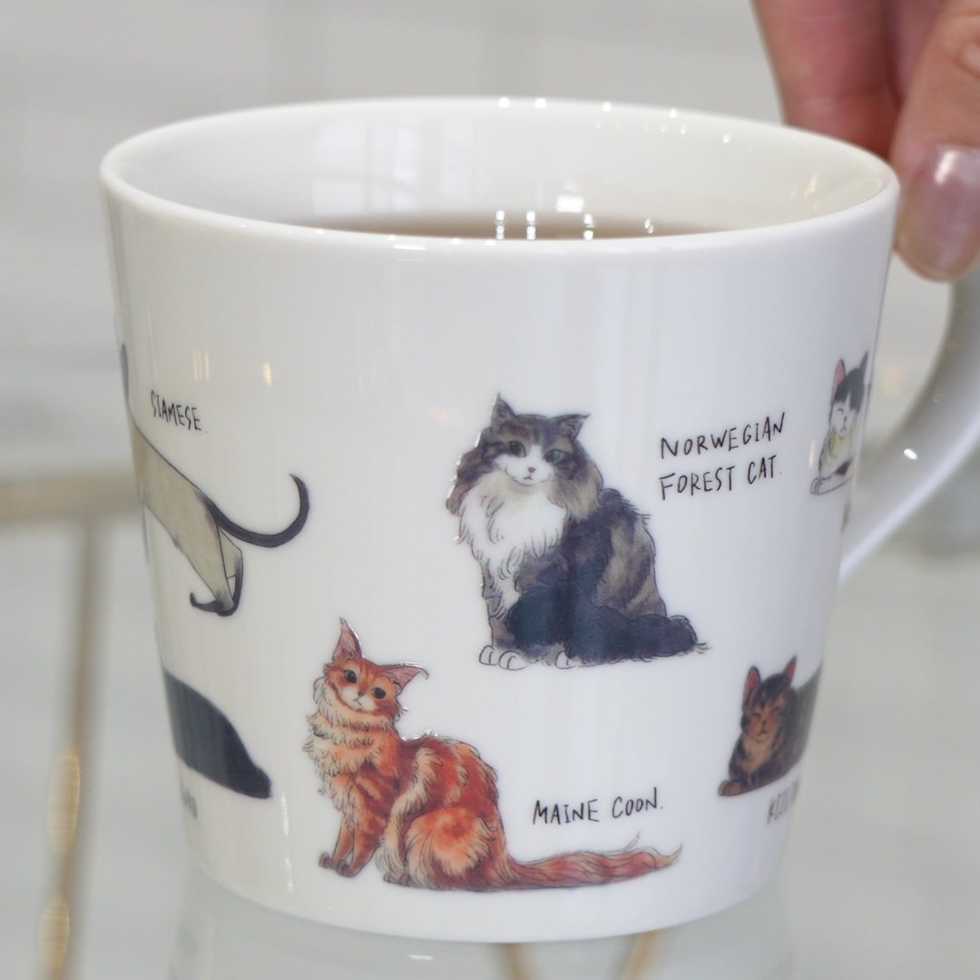 【MARUMO TAKAGI】Heat-sensitive Color & Design Change Cute Cat Mug (Made in Japan, Gifu)