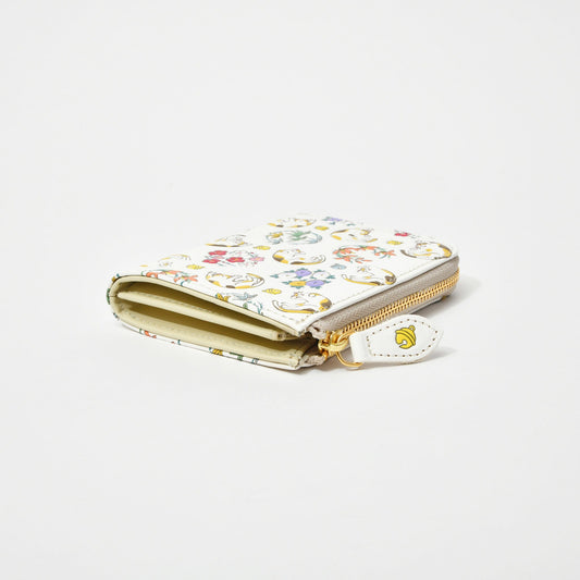 Asakusa Bunko L-shaped Zipper Mini Wallet (Cat pattern)