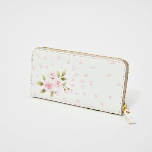 Asakusa Bunko U-shaped Zipper Long Wallet (Yaezakura pattern)