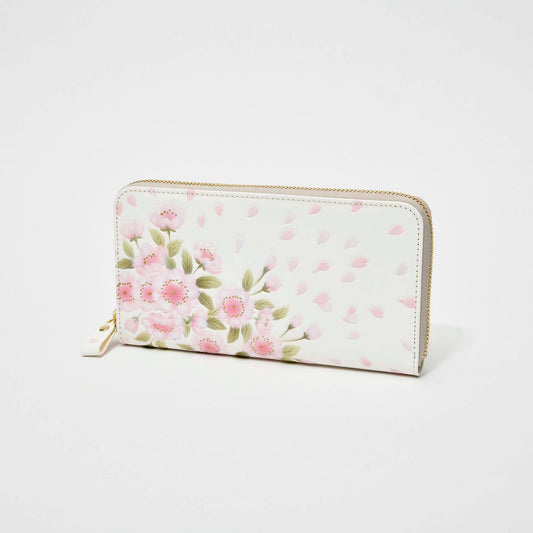 Asakusa Bunko U-shaped Zipper Long Wallet (Yaezakura pattern)