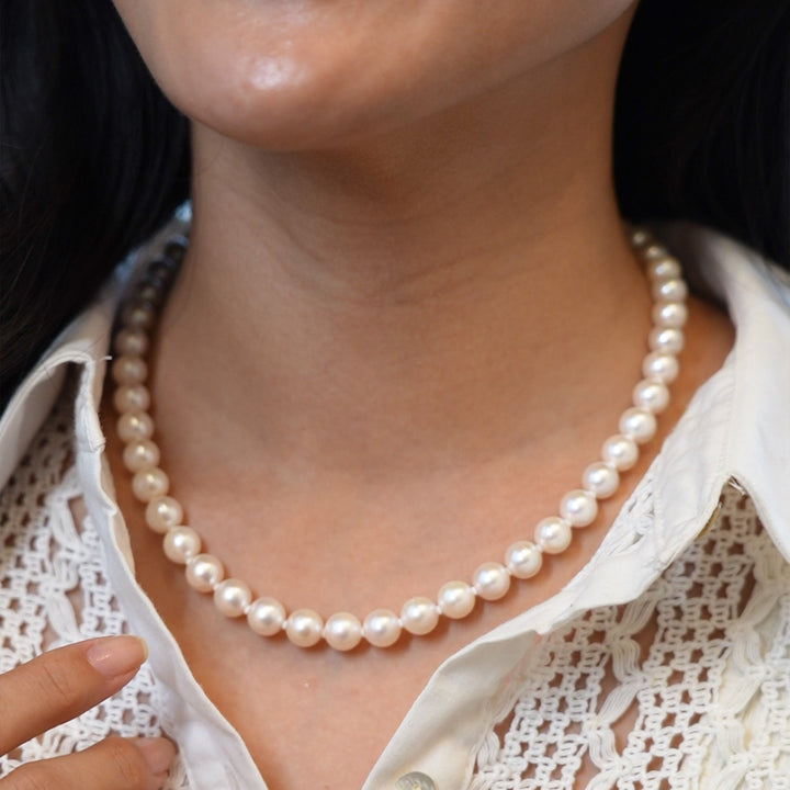 【Maria】Akoya Pearl Necklace & Earrings/Ear jewerly Set (Made in Japan, Tokyo)