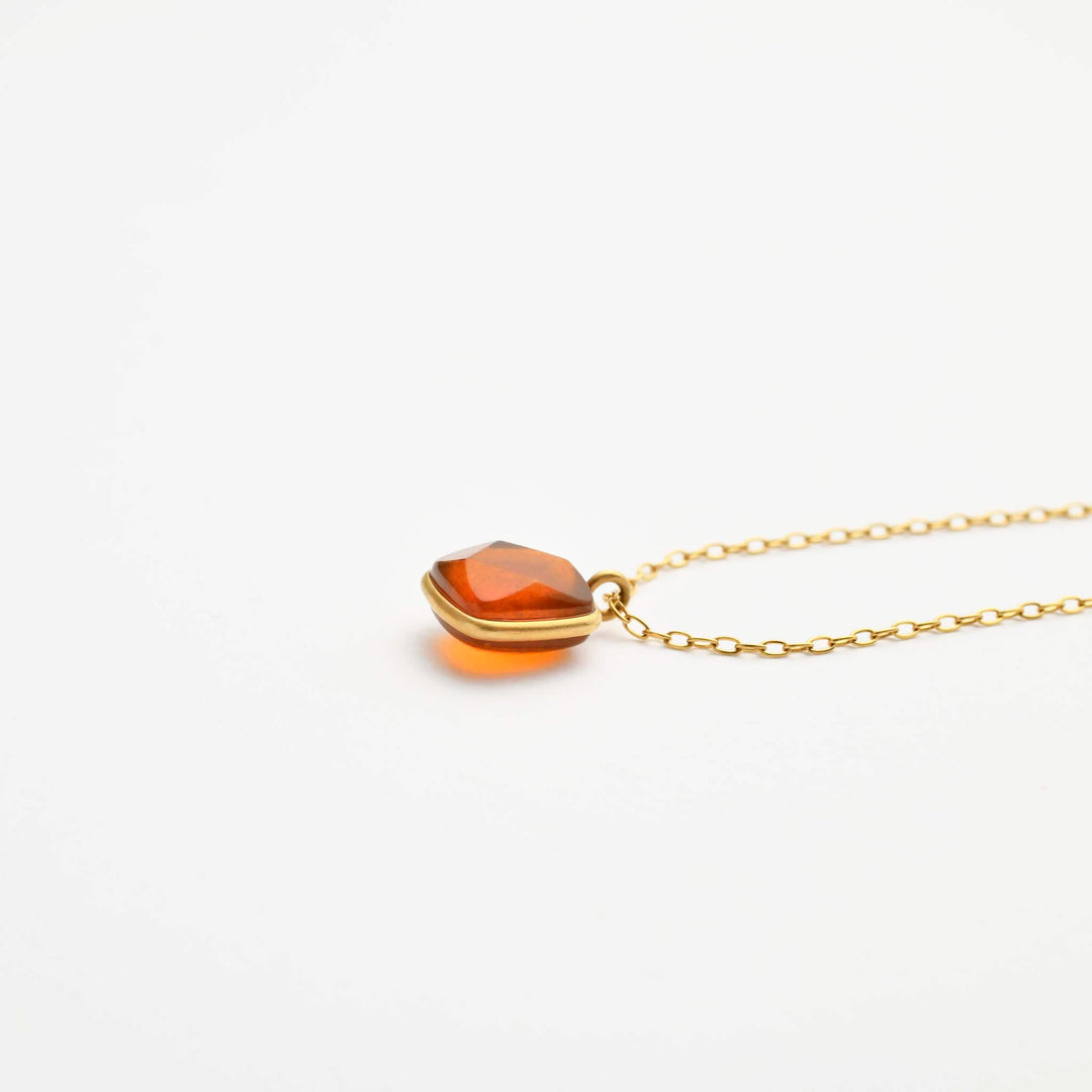 【Amberlogue】Amber Square Necklace (Made in Japan, Iwate)