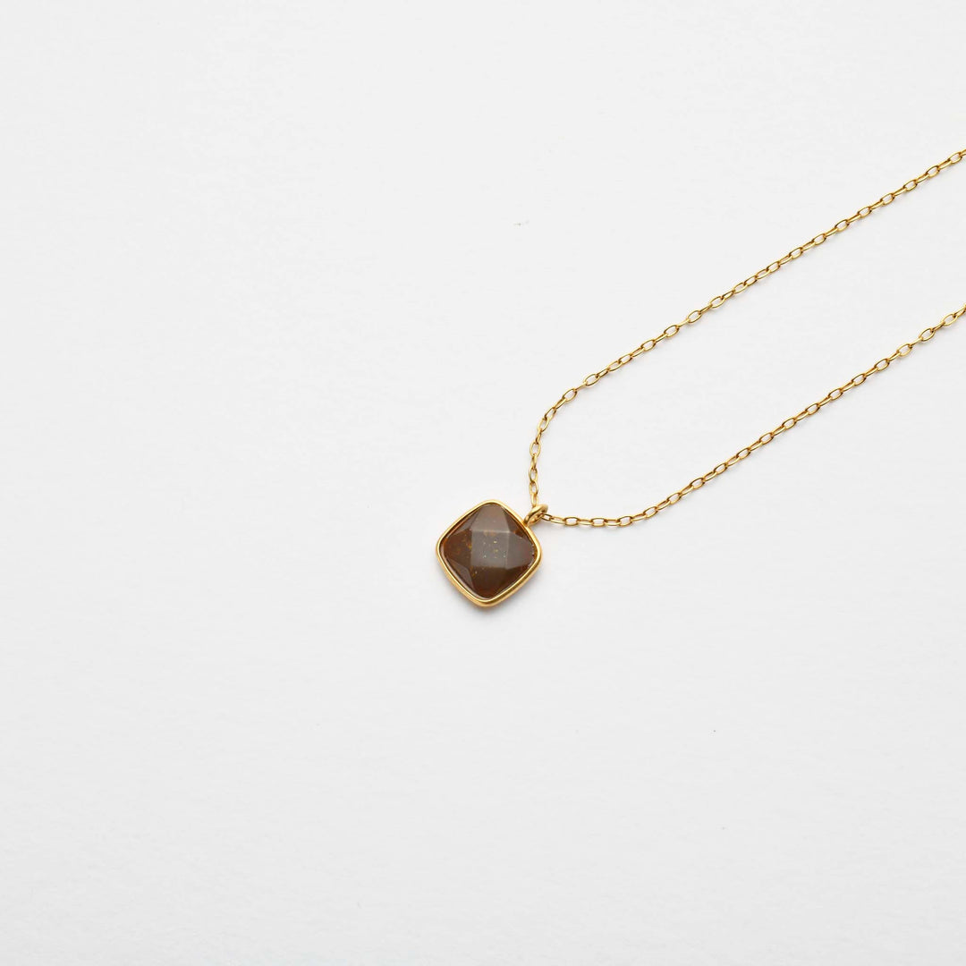 【Amberlogue】Amber Square Necklace (Made in Japan, Iwate)