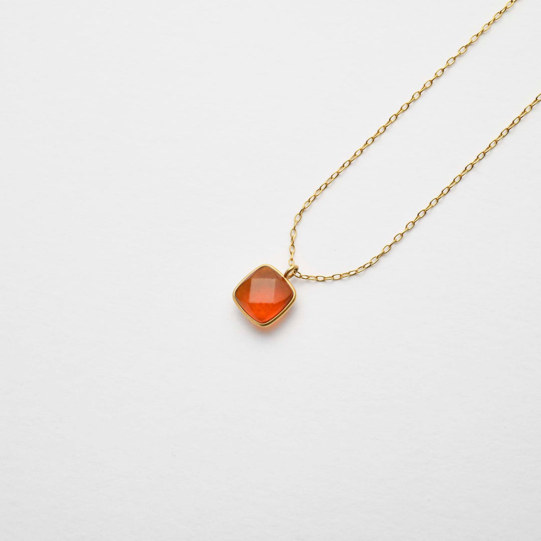 【Amberlogue】Amber Square Necklace (Made in Japan, Iwate)