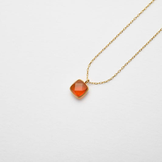 【Amberlogue】Amber Square Necklace (Made in Japan, Iwate)