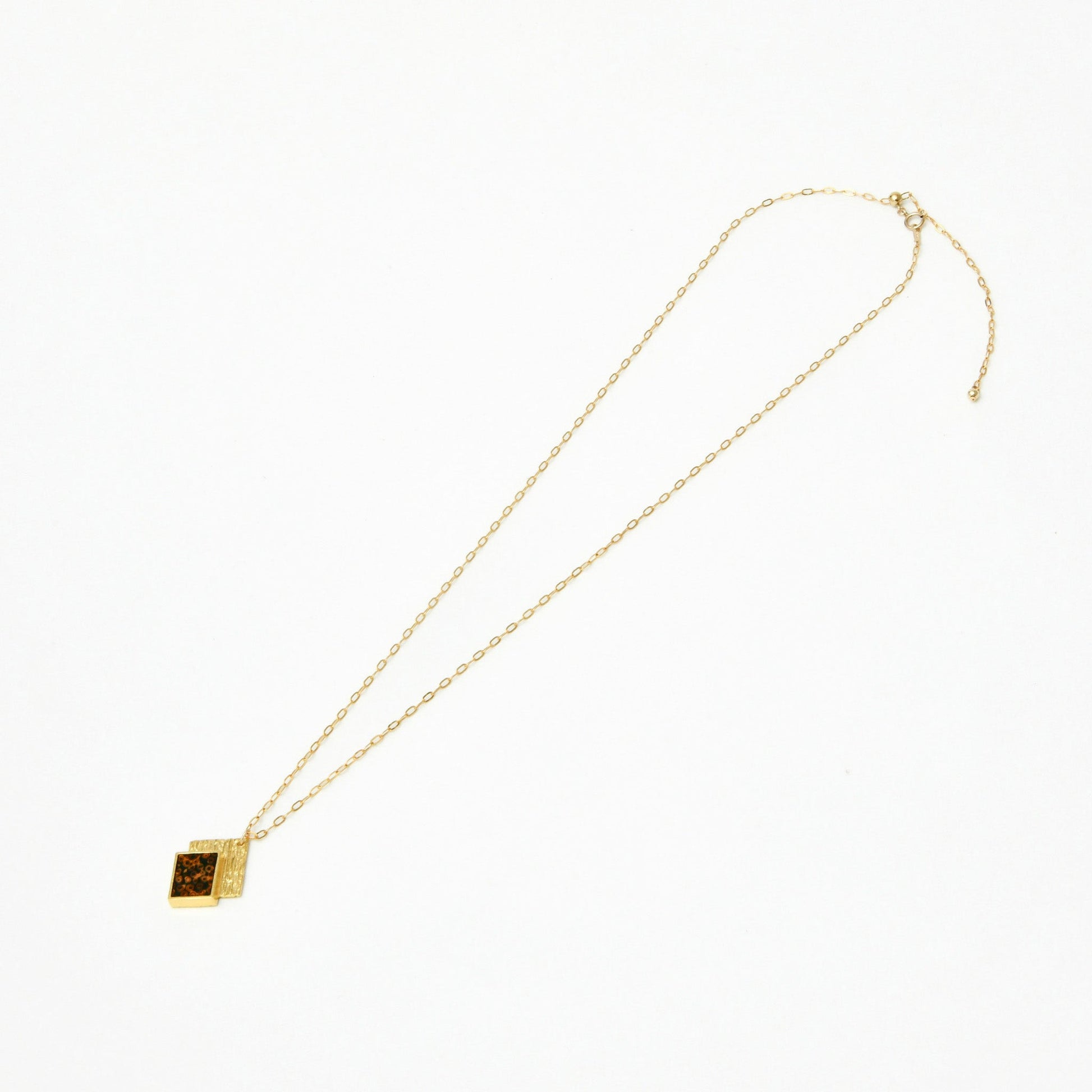 【KABA - SUCOSi】Tsugaru-nuri Basic Gold Necklace - Square (Made in Japan, Aomori)