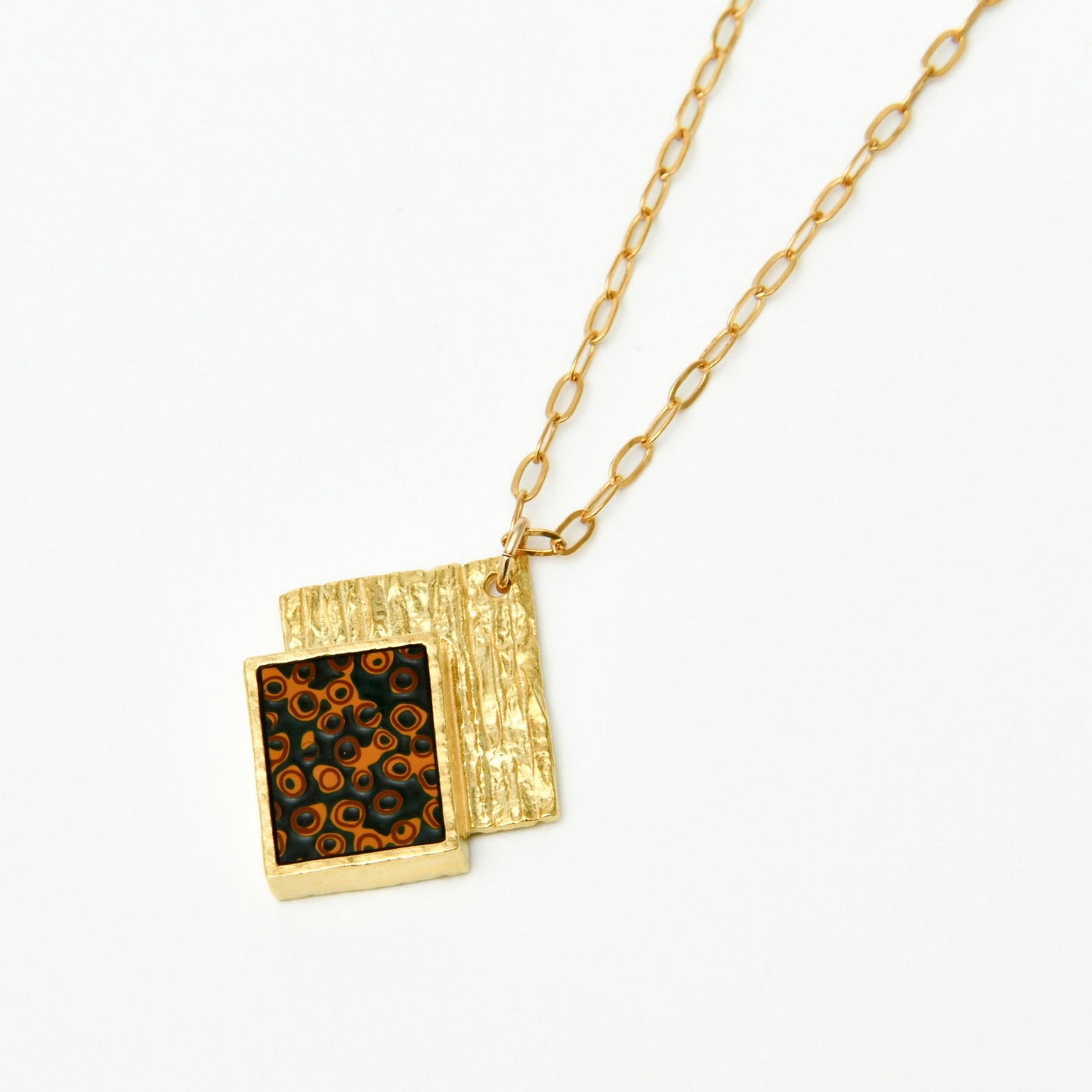 【KABA - SUCOSi】Tsugaru-nuri Basic Gold Necklace - Square (Made in Japan, Aomori)
