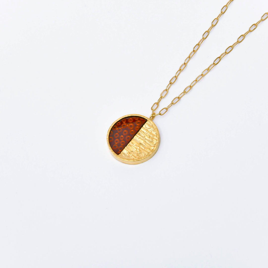 【KABA - SUCOSi】Tsugaru-nuri Basic Gold Necklace - Circle (Made in Japan, Aomori)