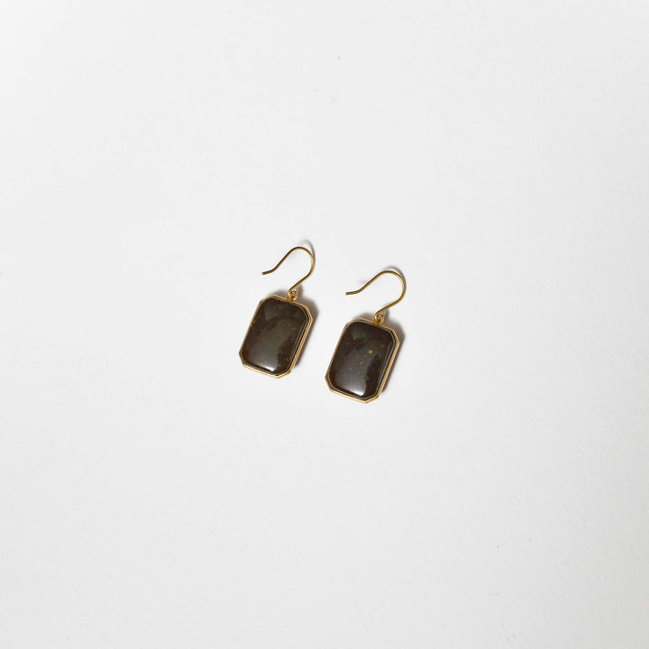 【Amberlogue】Amber Rectangle Earrings (Made in Japan, Iwate)