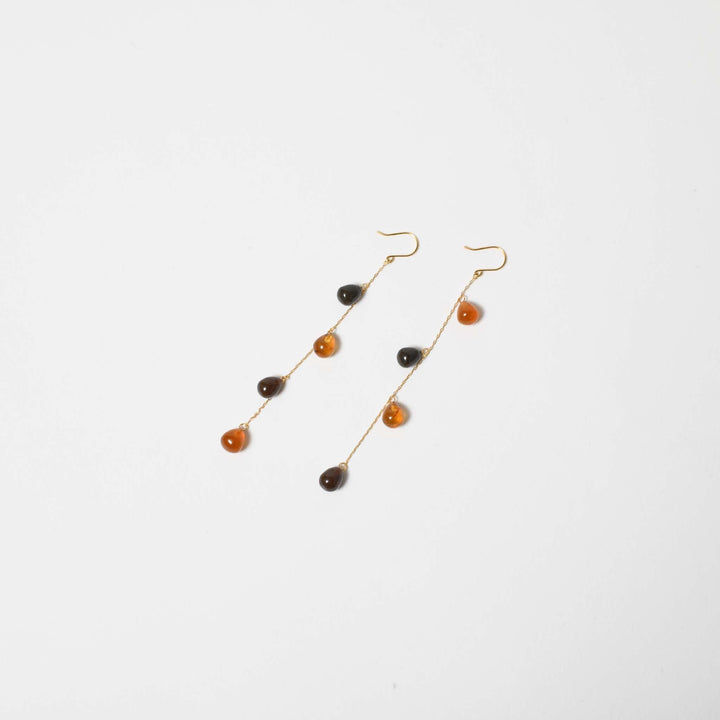 【Amberlogue】Amber Drop Chain Earrings (Made in Japan, Iwate)