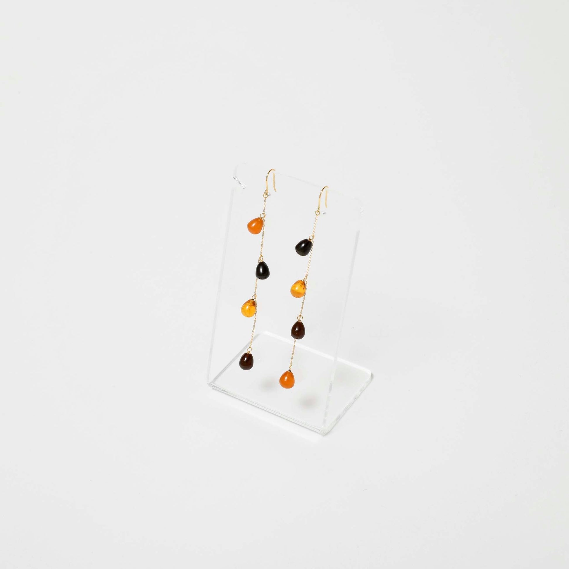 【Amberlogue】Amber Drop Chain Earrings (Made in Japan, Iwate)