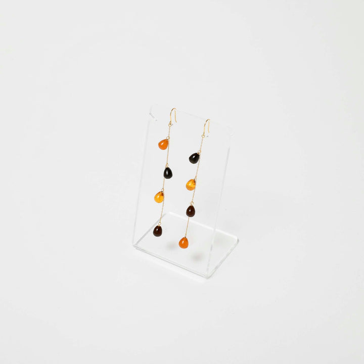 【Amberlogue】Amber Drop Chain Earrings (Made in Japan, Iwate)