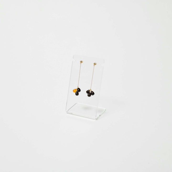 【Amberlogue】Amber Asymmetric Color Chain Earrings (Made in Japan, Iwate)