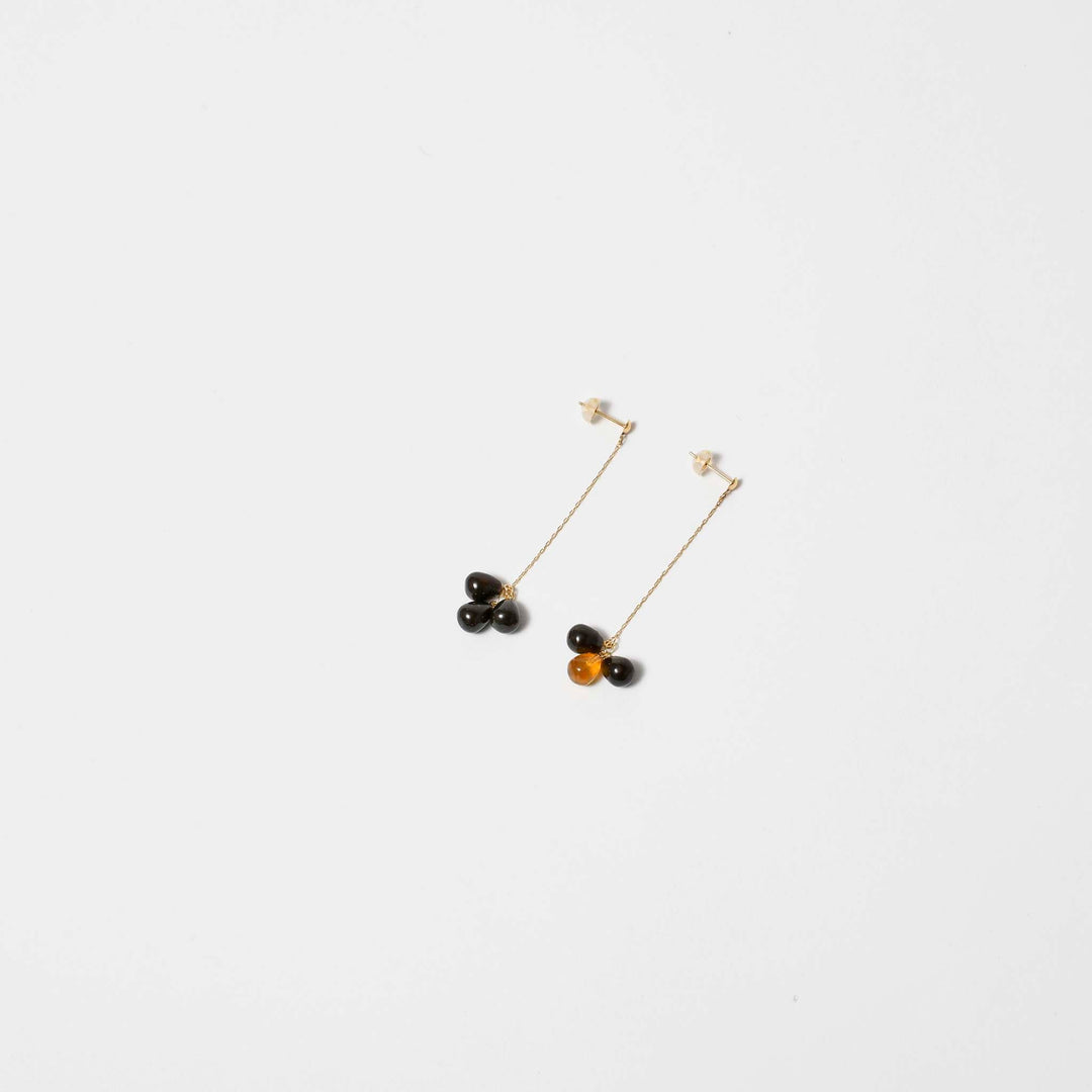 【Amberlogue】Amber Asymmetric Color Chain Earrings (Made in Japan, Iwate)