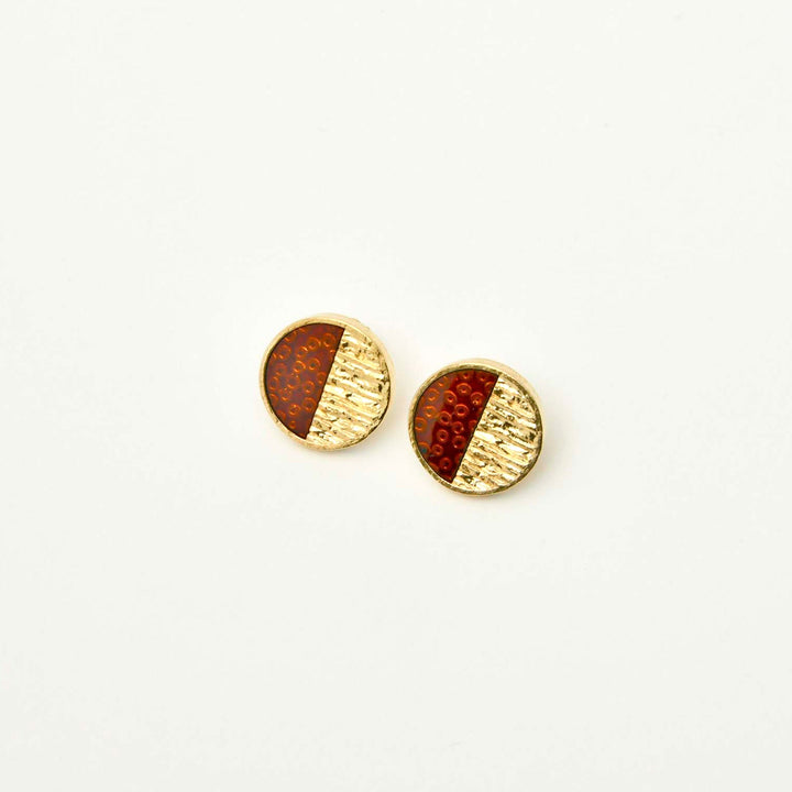 【KABA - SUCOSi】Tsugaru-nuri Basic Gold Earrings - Circle (Made in Japan, Aomori)