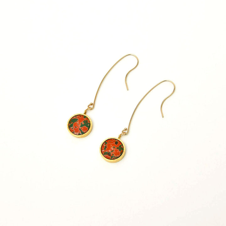 【KABA - SUCOSi】Tsugaru-nuri Basic Hook Earrings - Circle (Made in Japan, Aomori)