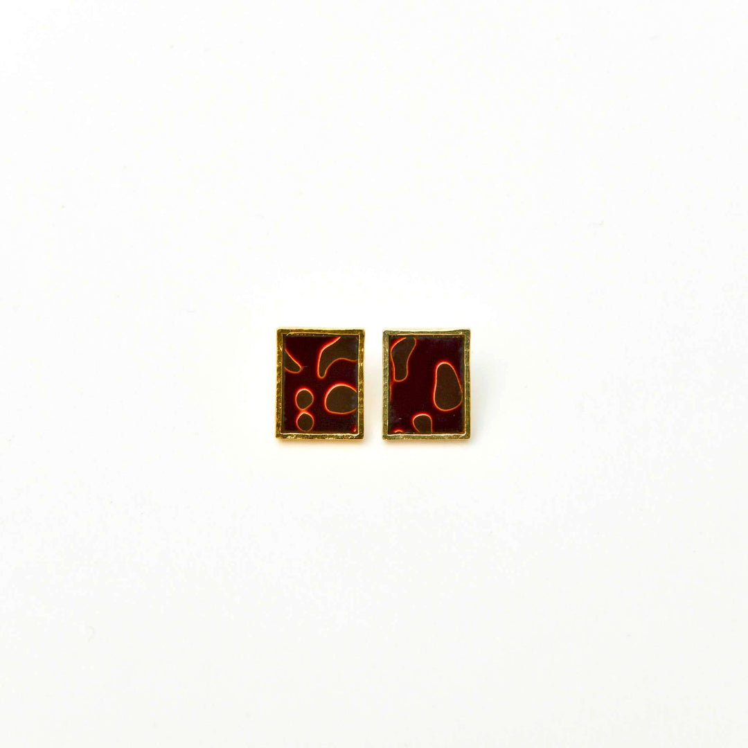 【KABA - SUCOSi】Tsugaru-nuri Basic Earrings - Square (Made in Japan, Aomori)