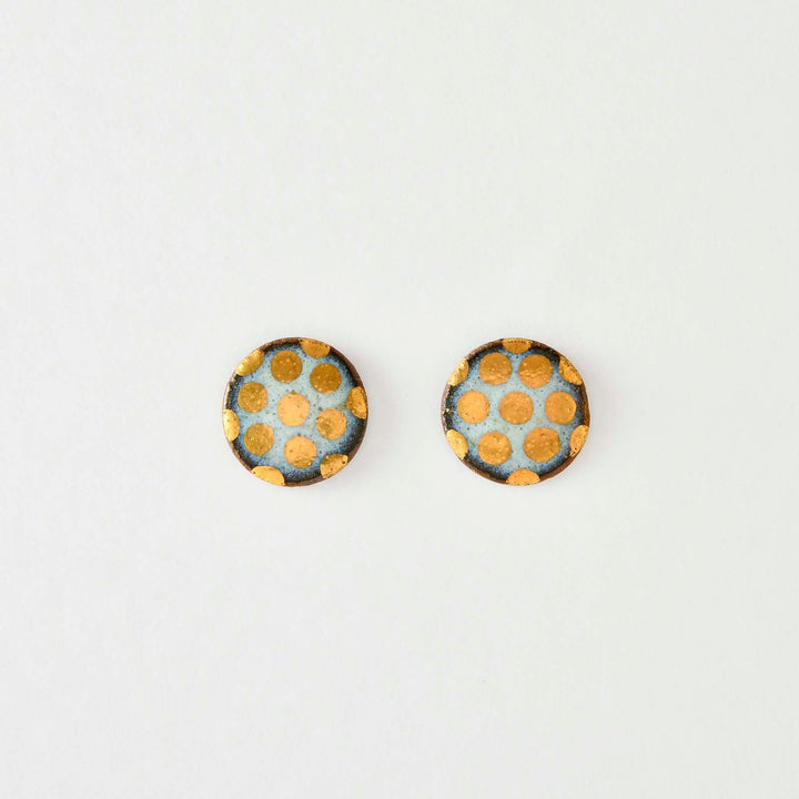 【Northern Blue】Shiraiwa Ware Yukifuruhi Earrings - Snow Ball M1 (Made in Japan, Akita)