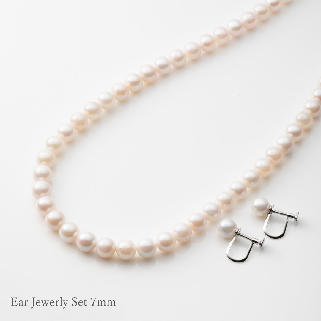 【Maria】Akoya Pearl Necklace & Earrings/Ear jewerly Set (Made in Japan, Tokyo)