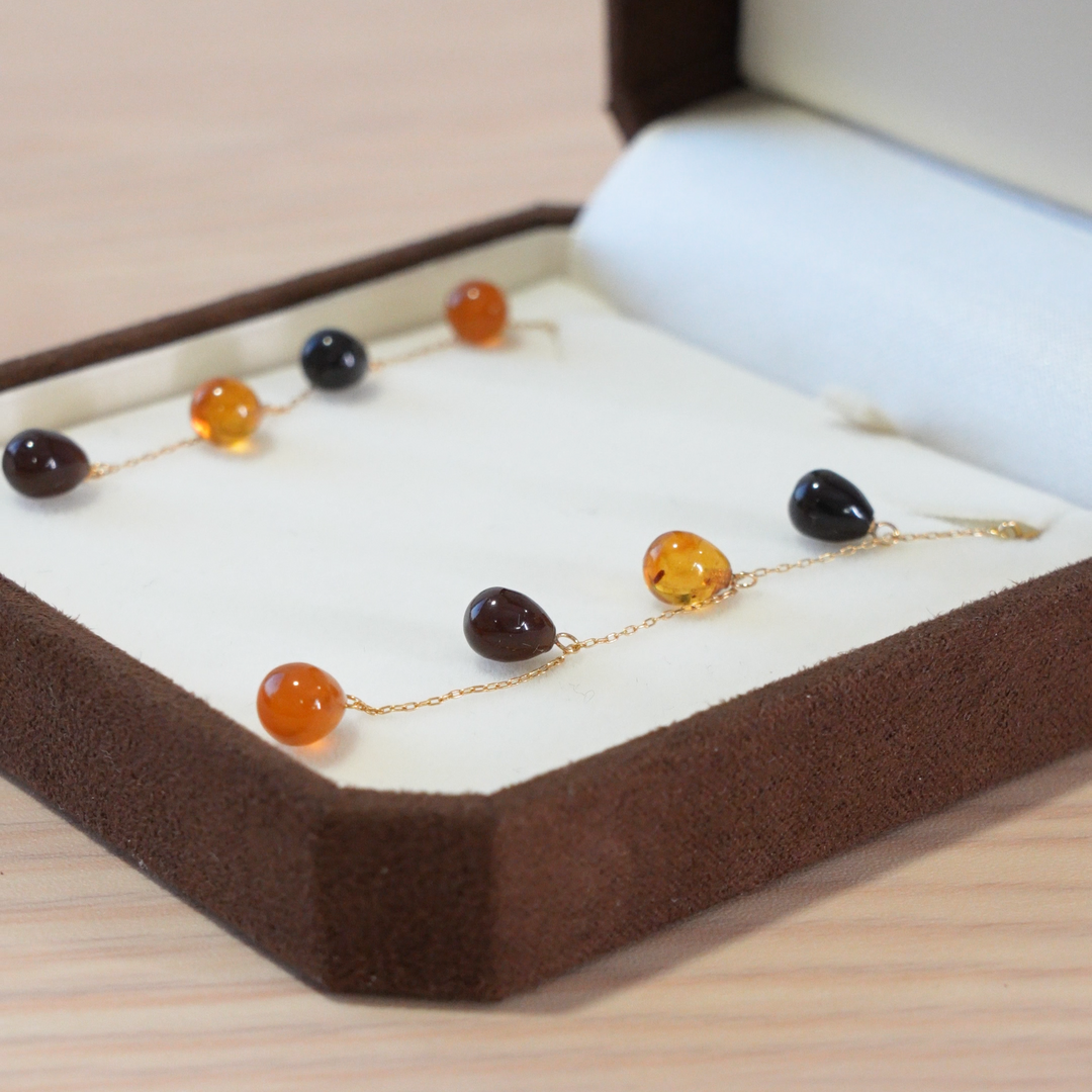 【Amberlogue】Amber Drop Chain Earrings (Made in Japan, Iwate)