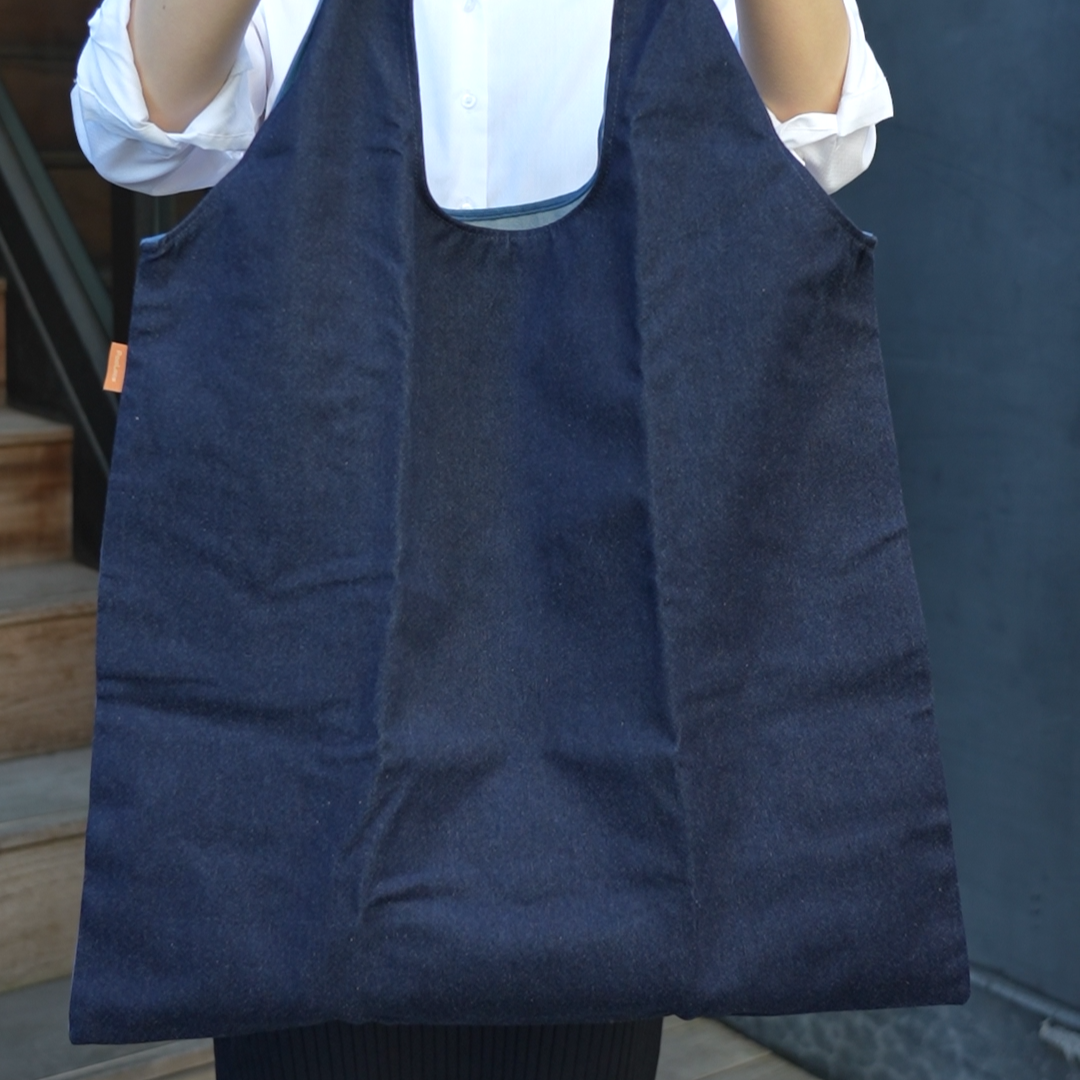 【POOLOCE】Denim Reusable Shopping Bag (Made in Japan, Hiroshima)