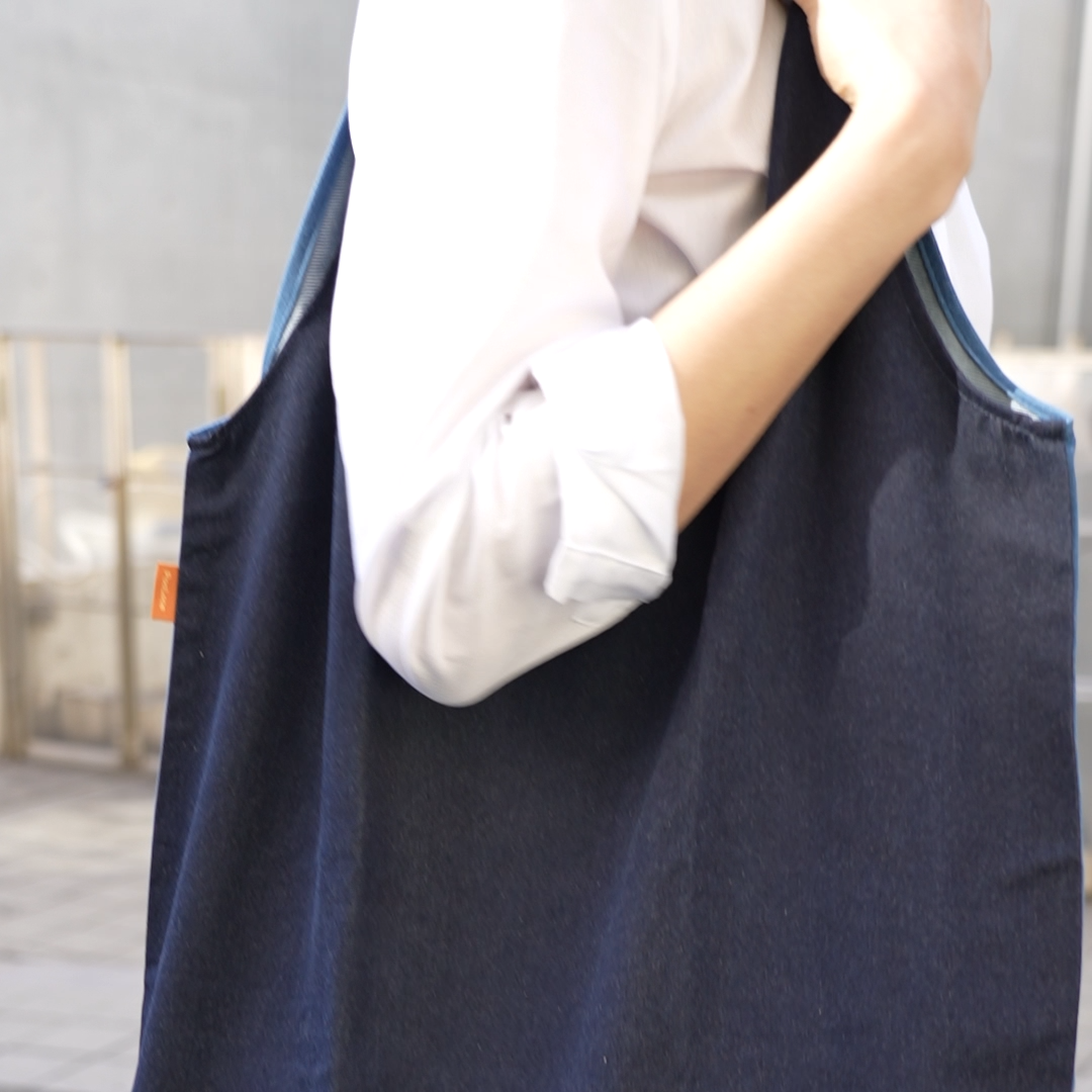 【POOLOCE】Denim Reusable Shopping Bag (Made in Japan, Hiroshima)