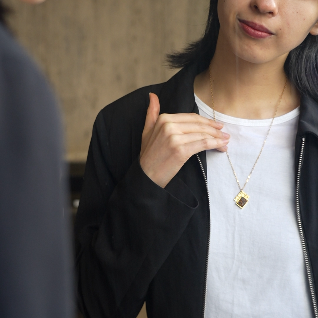 【KABA - SUCOSi】Tsugaru-nuri Basic Gold Necklace - Square (Made in Japan, Aomori)