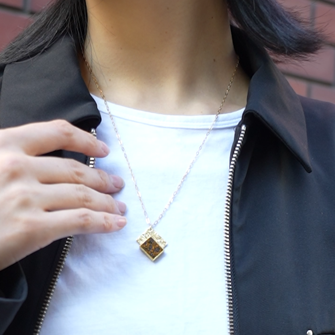 【KABA - SUCOSi】Tsugaru-nuri Basic Gold Necklace - Square (Made in Japan, Aomori)