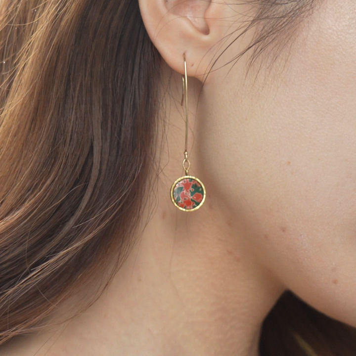 【KABA - SUCOSi】Tsugaru-nuri Basic Hook Earrings - Circle (Made in Japan, Aomori)