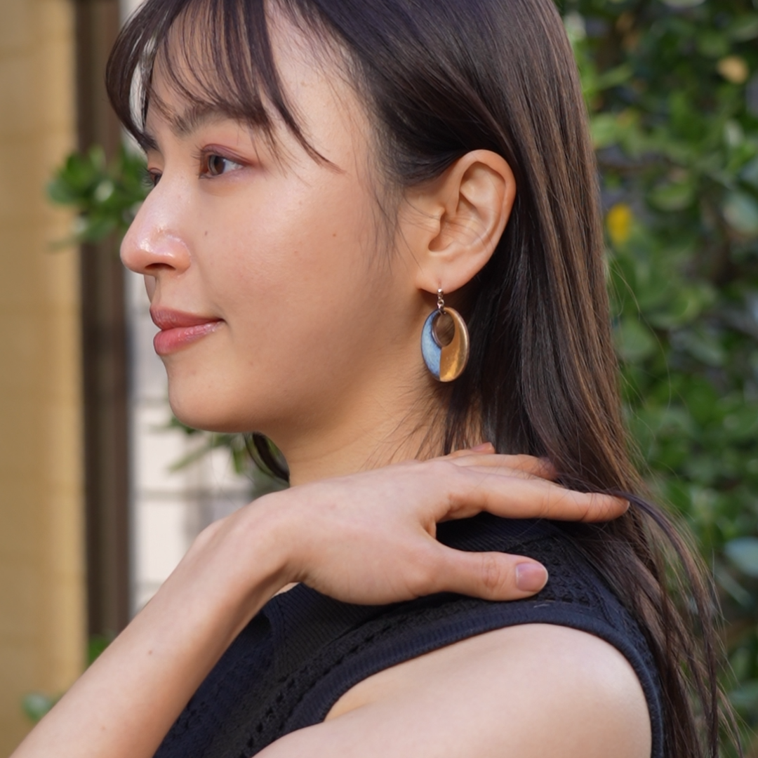 【Northern Blue】Yukinitsuki Earrings - Snow Moon L3 (Made in Japan, Akita)