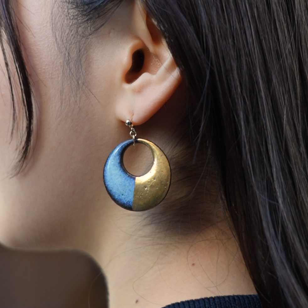 【Northern Blue】Yukinitsuki Earrings - Snow Moon L3 (Made in Japan, Akita)