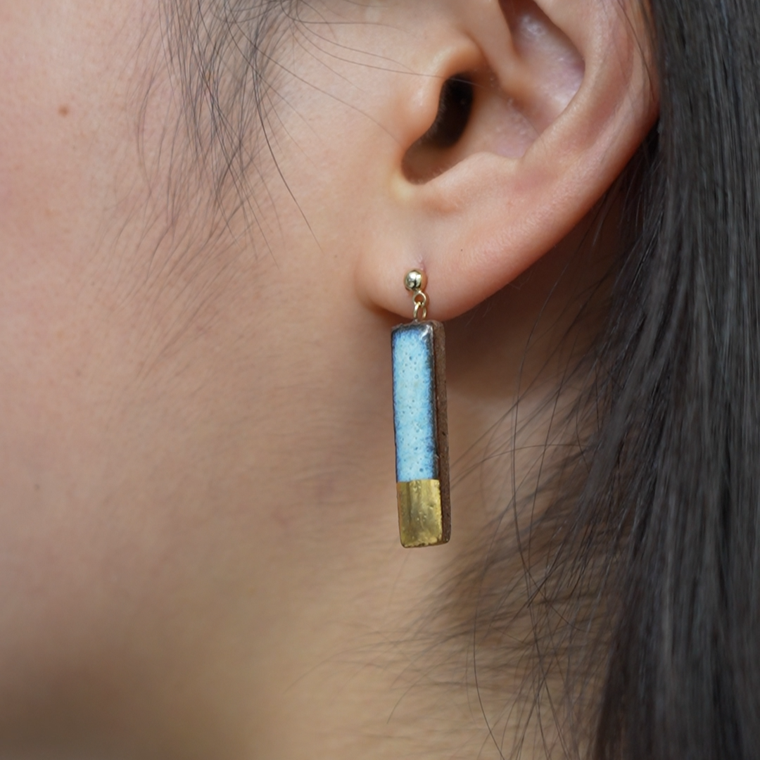 【Northern Blue】Yukinitsuki Earrings - Snow Moon S76 (Made in Japan, Akita)