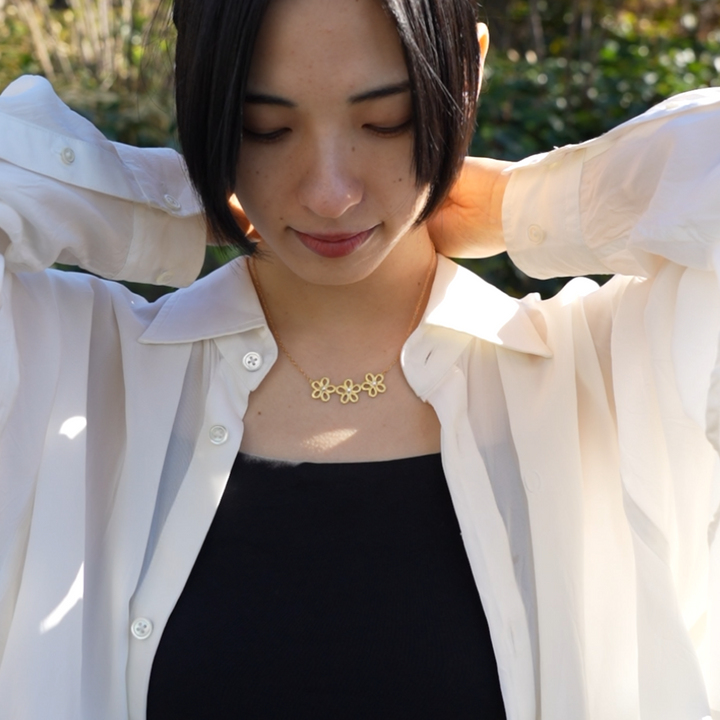 【Gold-Knot】Gold Leaf Necklace - Trio (Made in Japan, Ishikawa)