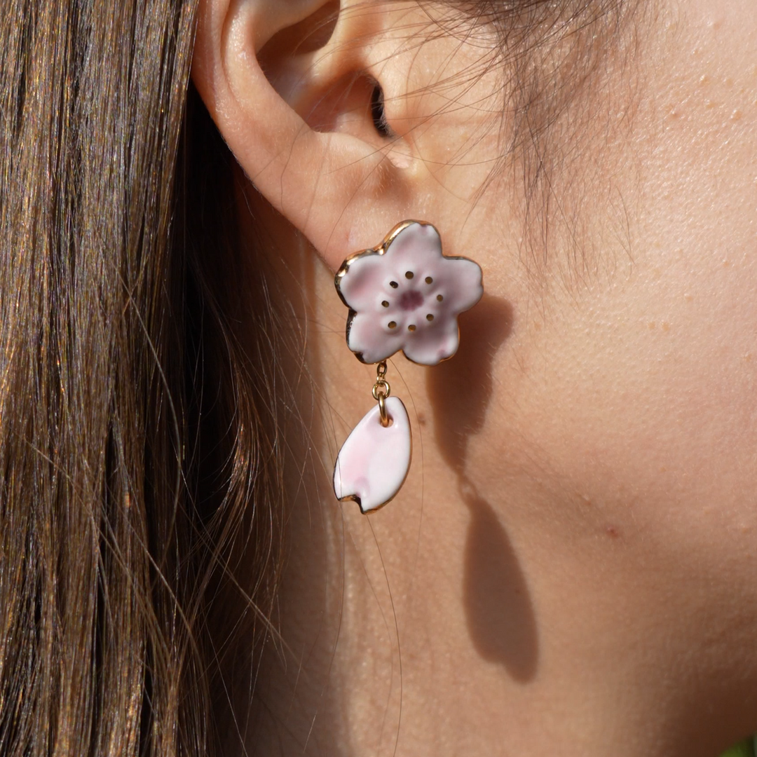 ARITAYAKI 2-way Sakura Earrings (Made in Japan)