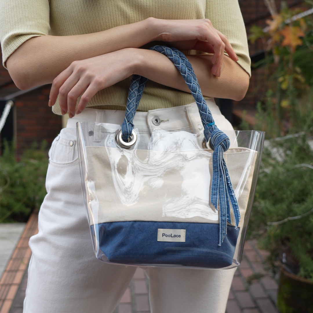 【POOLOCE】Denim Clear Bag (Made in Japan, Hiroshima)