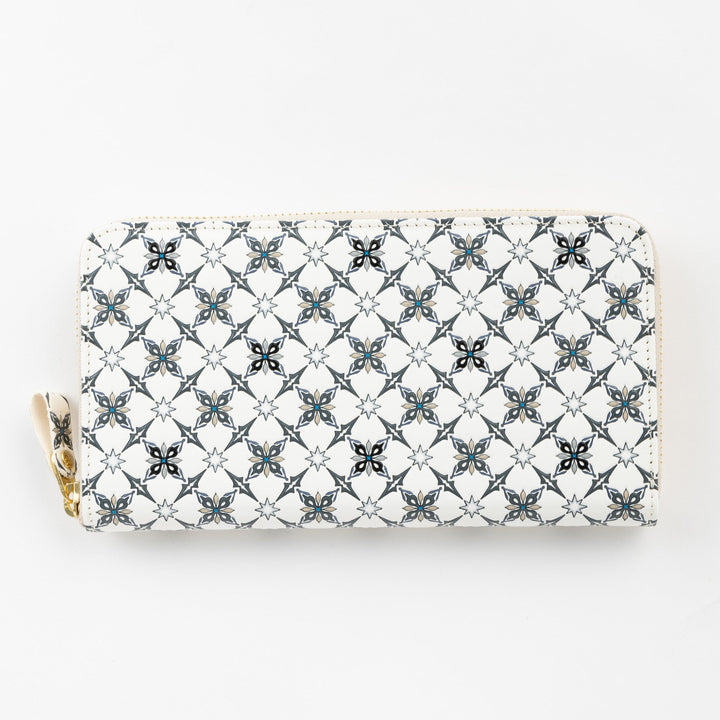 Asakusa Bunko U-shaped Zipper Long Wallet (Kiriko pattern)