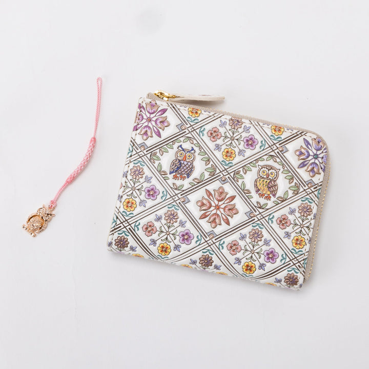 L-shaped Zipper Mini Wallet Owl