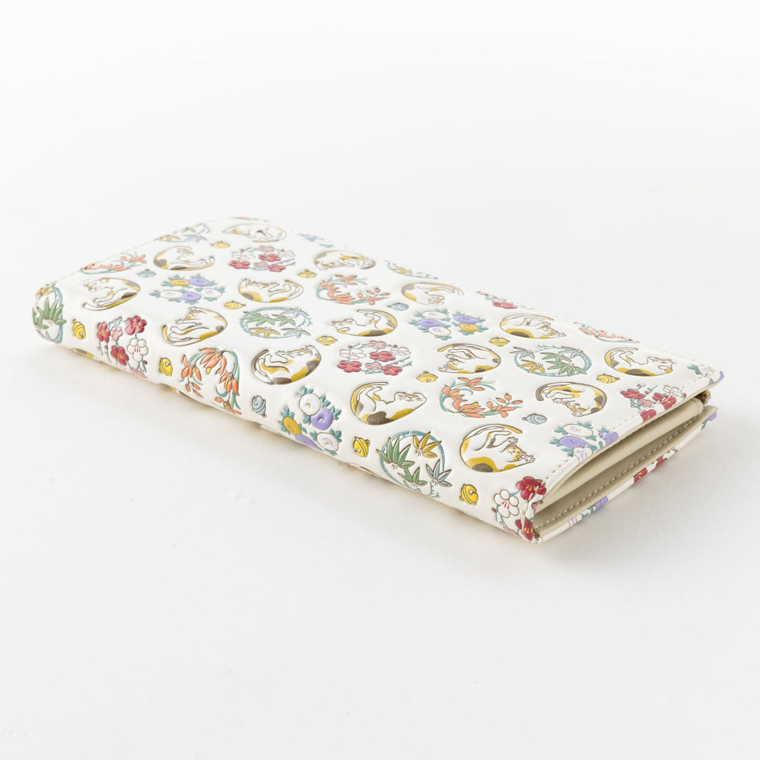 Asakusa Bunko L-shaped Zipper Long Wallet (Cat pattern)