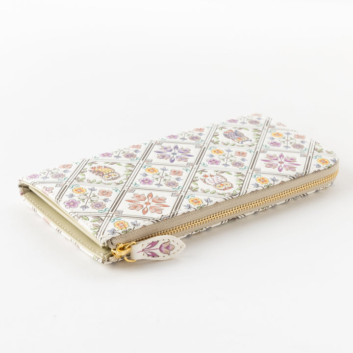 Asakusa Bunko L-shaped Zipper Long Wallet (Owl pattern)