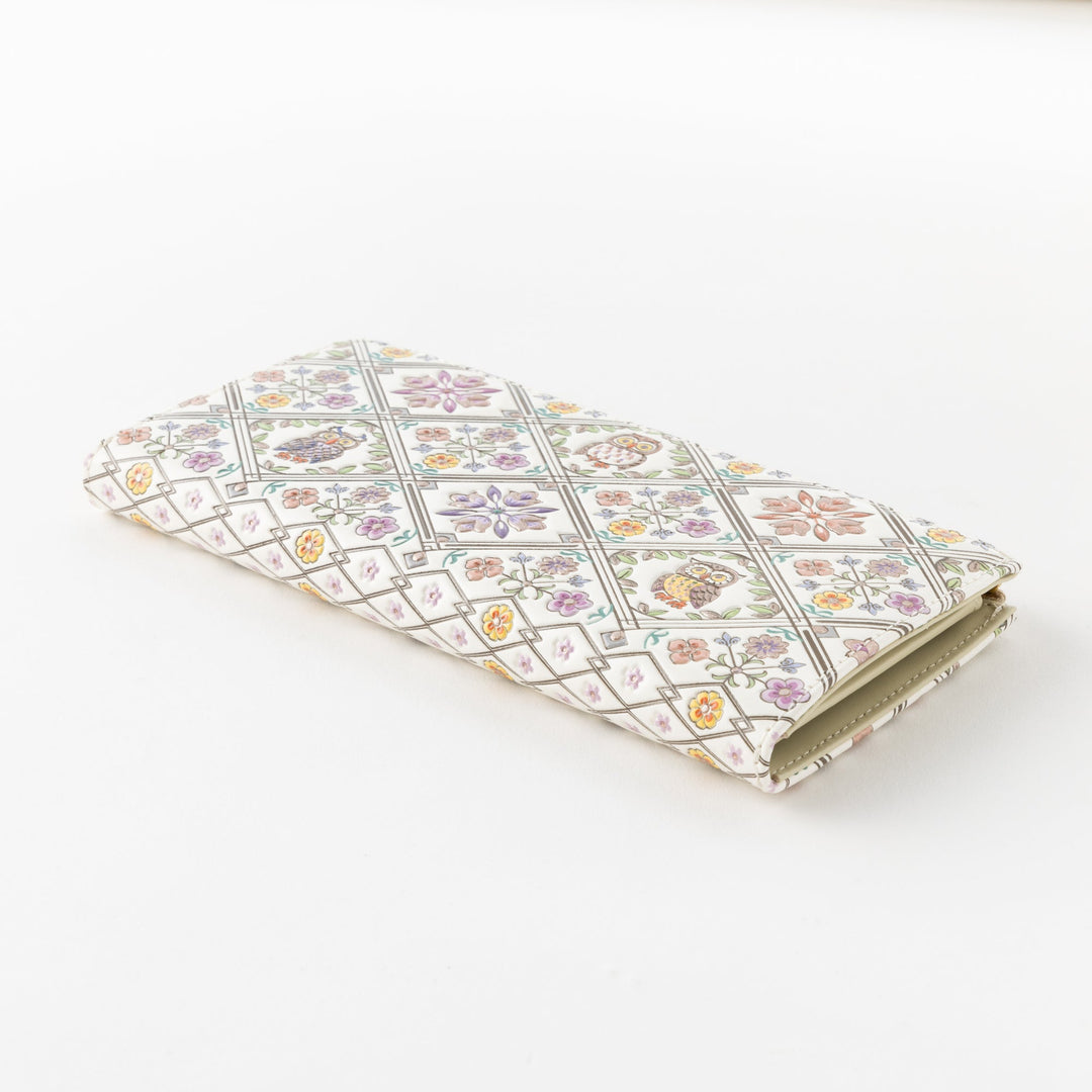 Asakusa Bunko L-shaped Zipper Long Wallet (Owl pattern)