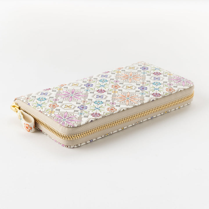 Asakusa Bunko U-shaped Zipper Long Wallet (Hanabishi pattern)