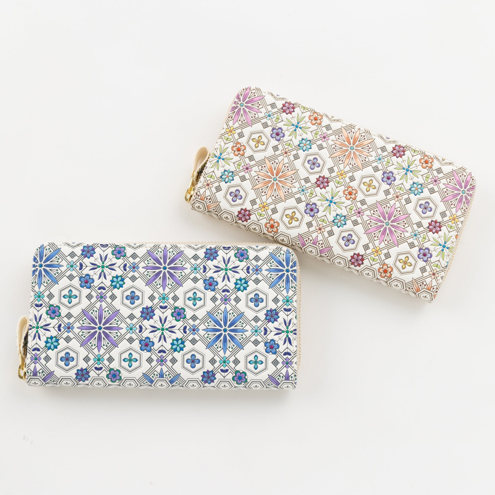 Asakusa Bunko U-shaped Zipper Long Wallet (Hanabishi pattern)