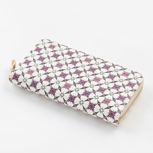 Asakusa Bunko U-shaped Zipper Long Wallet (Kiriko pattern)