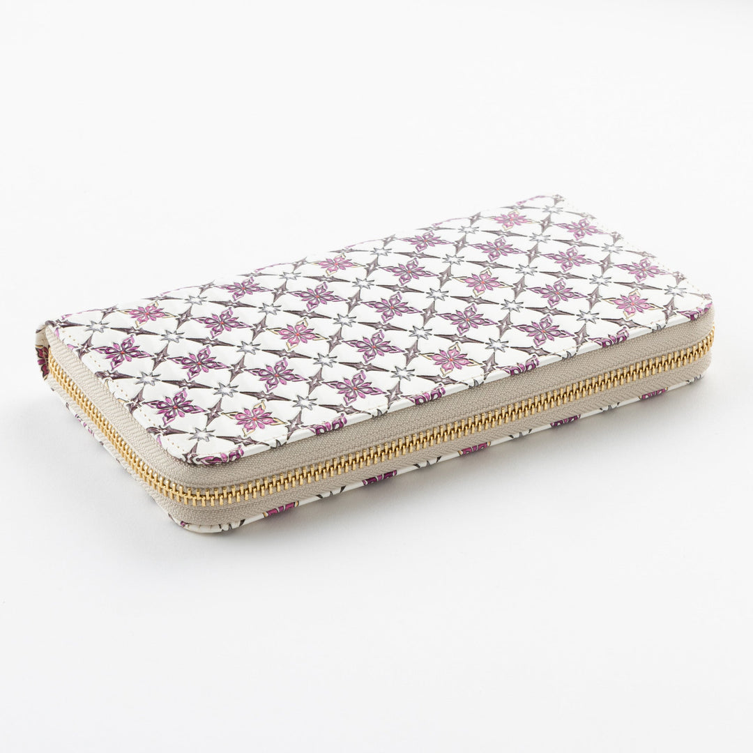 Asakusa Bunko U-shaped Zipper Long Wallet (Kiriko pattern)